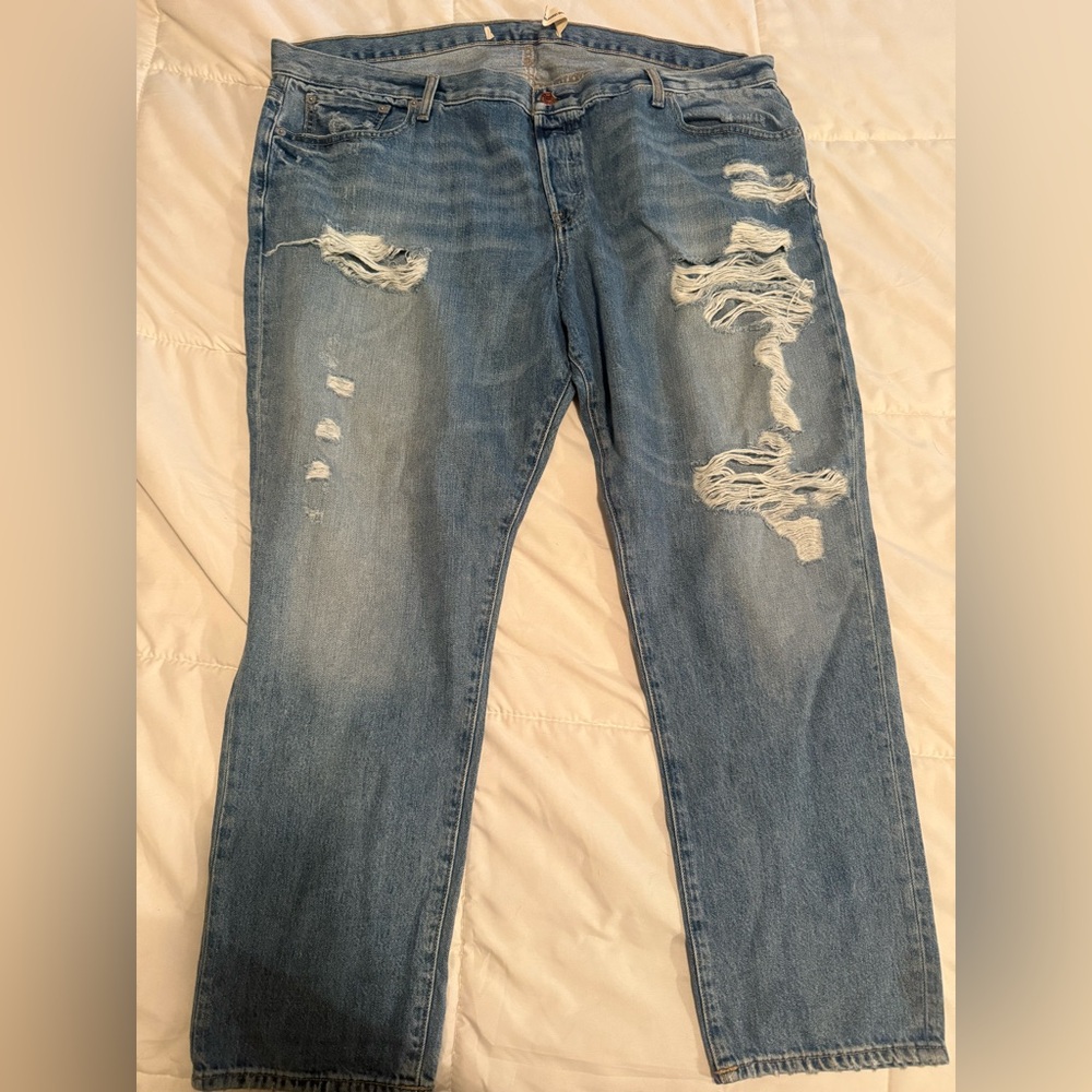 Womens Blue Distressed Jeans